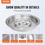 VEVOR 19 inch Round Drop-in Fire Pit Pan, Stainless Steel Fire Pit Burner, Natural & Propane Gas Fire Pan 92,000 BTU with Lid, for Indoor or Outdoor Use