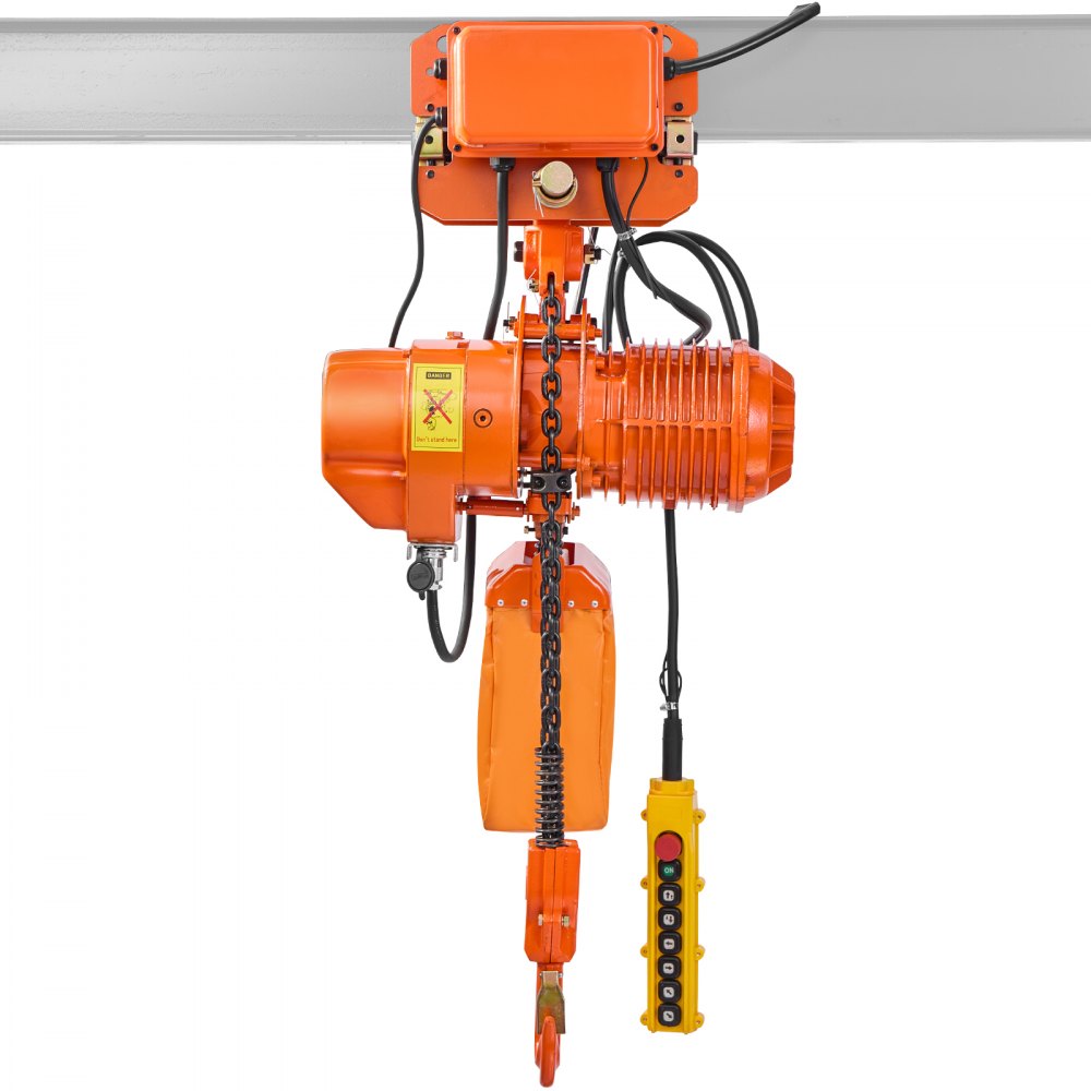 VEVOR elektrische kettingtakel 2000 kg, 6,1 m hefhoogte, driefase, met 100 m draadloze en 4,8 m bekabelde afstandsbediening, G100 dubbele ketting, noodstop, elektrische kettingtakel voor fabrieken, magazijnen en garages.