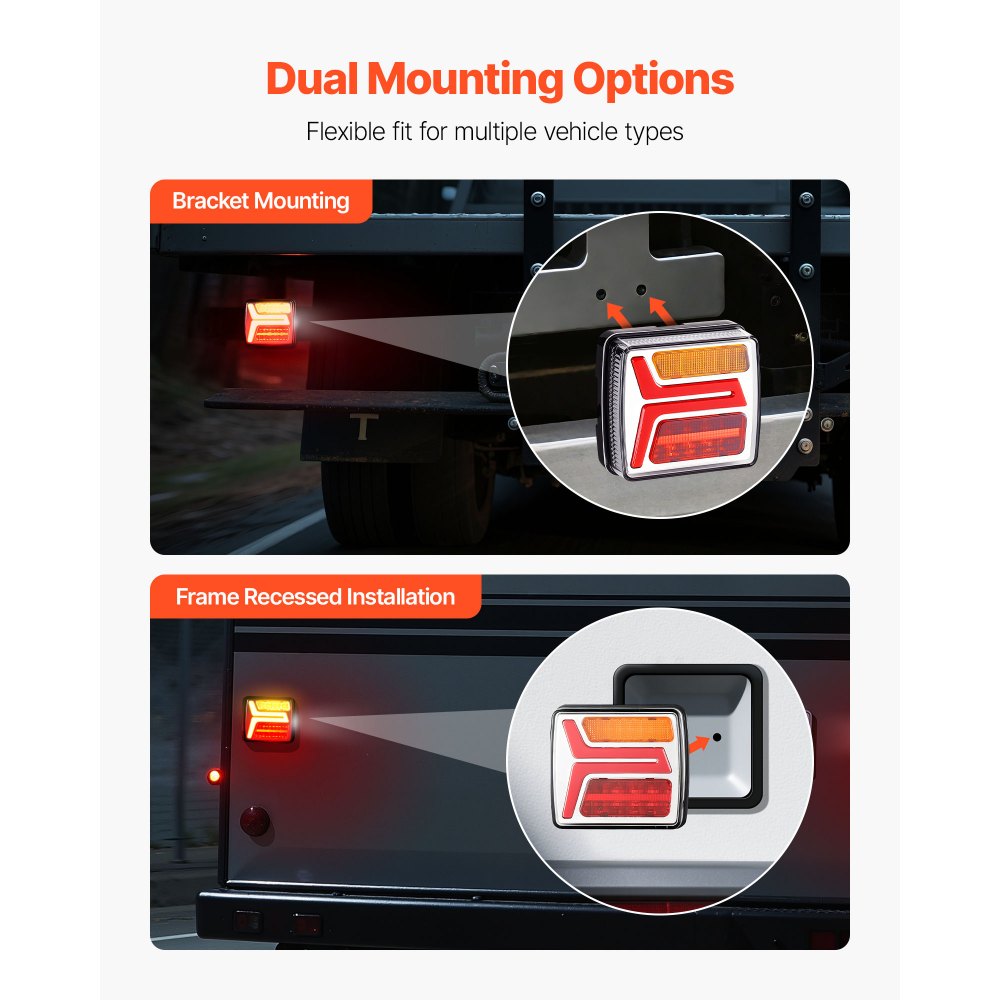VEVOR Trailerverlichting 2-pack met 4 standen (remlicht/richtingaanwijzer/achterlicht/kentekenplaatverlichting), waterdichte trailerverlichtingsset met kabelboom voor boot, camper, vrachtwagen, bus