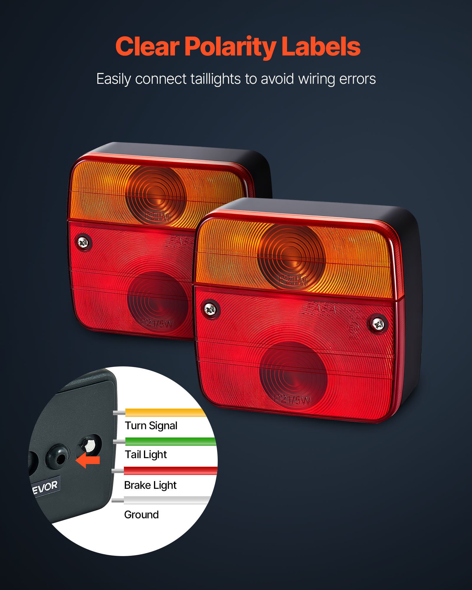 VEVOR Trailerverlichting 2-pack met 4 standen (remlicht/richtingaanwijzer/achterlicht/kentekenplaatverlichting), waterdichte en stofdichte trailerverlichtingsset voor vrachtwagens, boten en campers