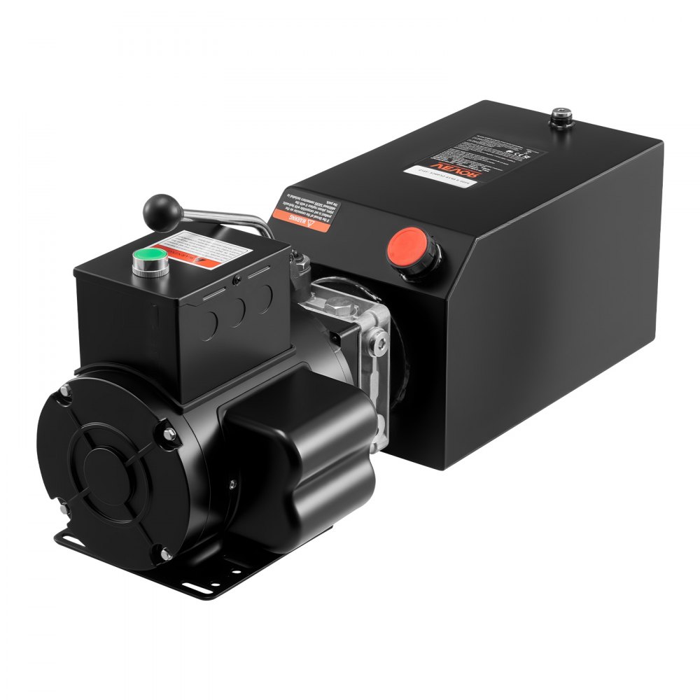 VEVOR Hydraulic Pump Power Unit, AC 220V, 15 Quart Single Acting Hydraulic Unit, 6.3 L/min Oil Flow, Max Discharge Pressure 22 MPa for Dump Truck, Auto Repair Garage, Car Lifting Platforms, Black