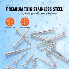 VEVOR 20 Pack Invisible Cable Railing kit, T316 Stainless Steel 3.2mm Invisible Receiver and Swage Stud End for Cable Railing, Swage Tensioner 3.2mm for Wood/Metal Post, Cable Railing Hardware, Silver