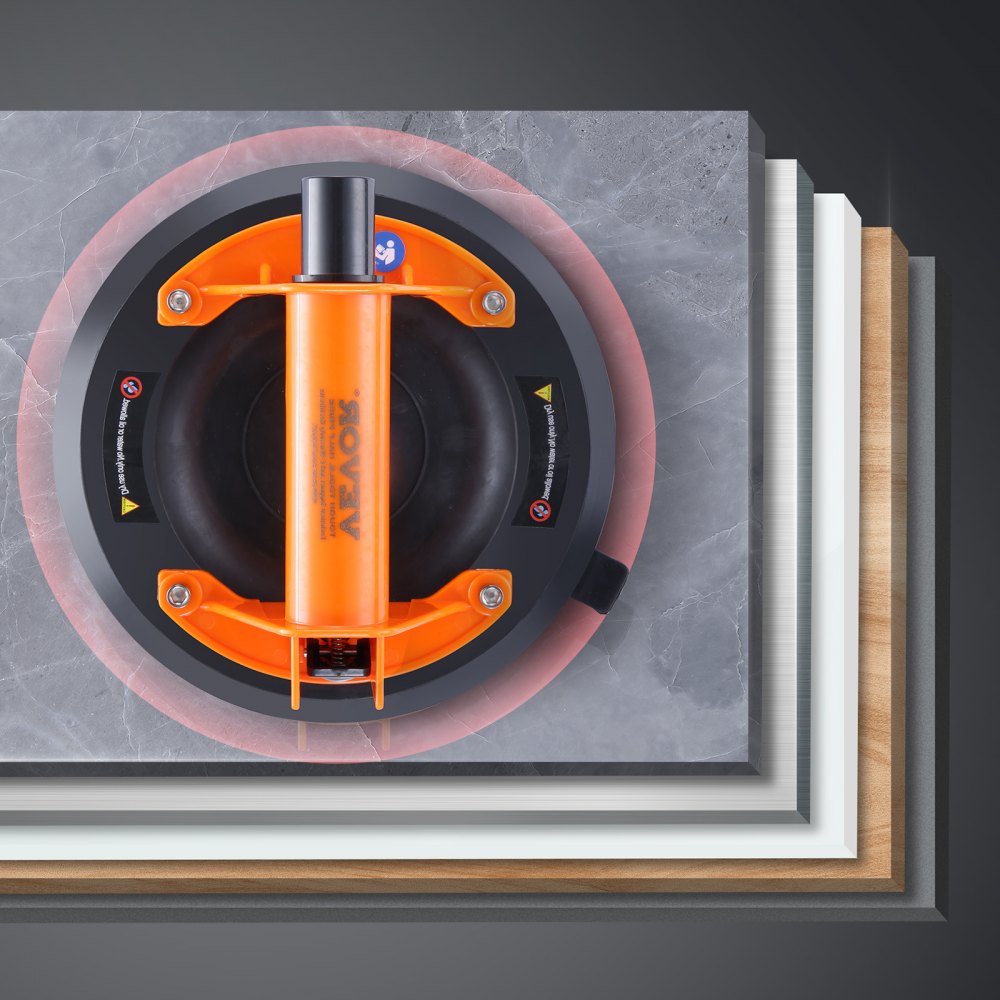 VEVOR zuigheffer gemaakt van NBR glasheffer φ203mm vacuümheffer draagvermogen 99-278kg glas zuignap bedrijfstemperatuur -20 tot 60℃ plaatheffer vacuüm zuignap met ABS handvat inclusief opbergdoos en handschoenen
