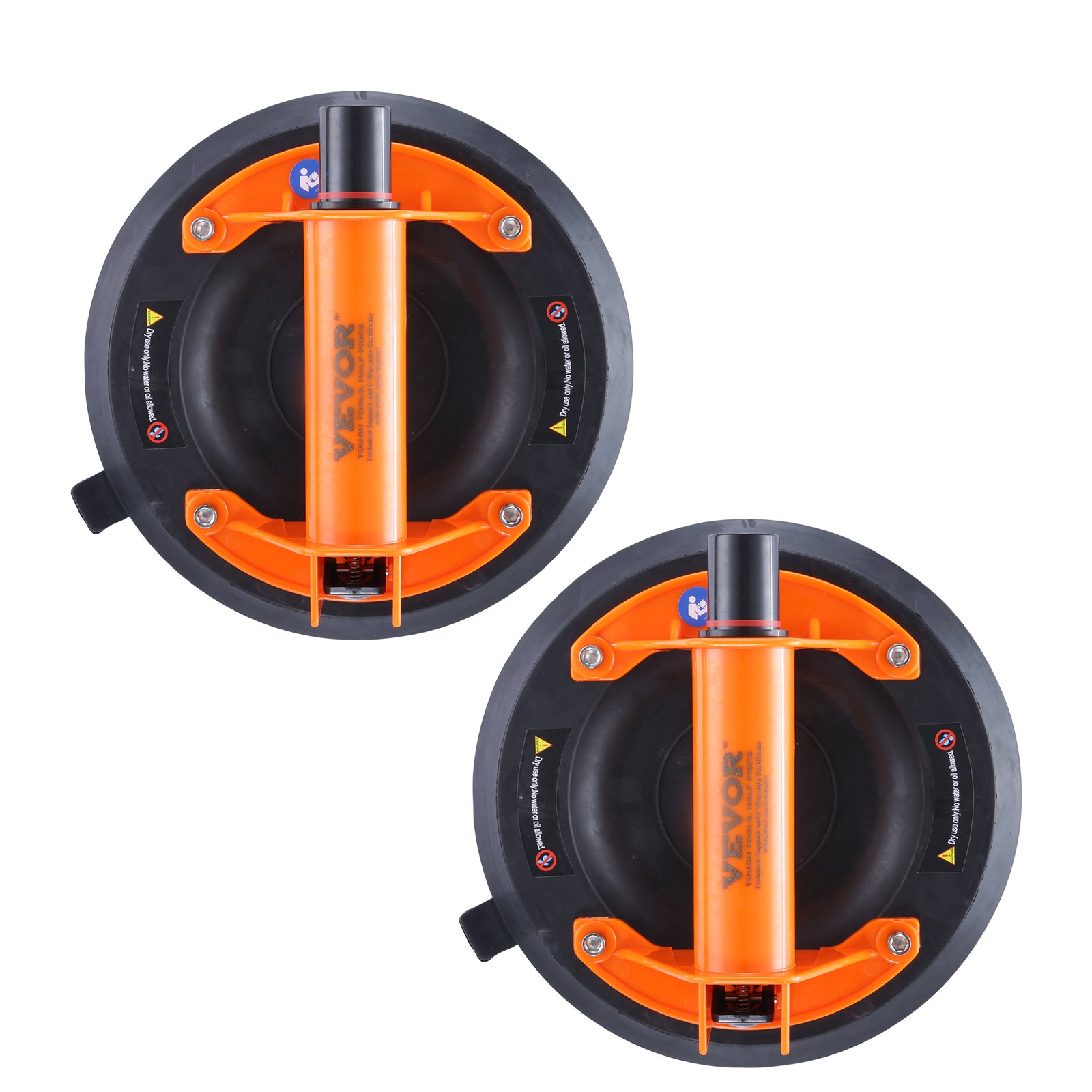 VEVOR Set van 2 zuigheffers van NBR glasheffer φ203mm vacuümheffer draagvermogen 99-278kg glas zuignap bedrijfstemperatuur -20-60℃ plaatheffer vacuüm zuignap met ABS handvat inclusief opbergdoos handschoenen