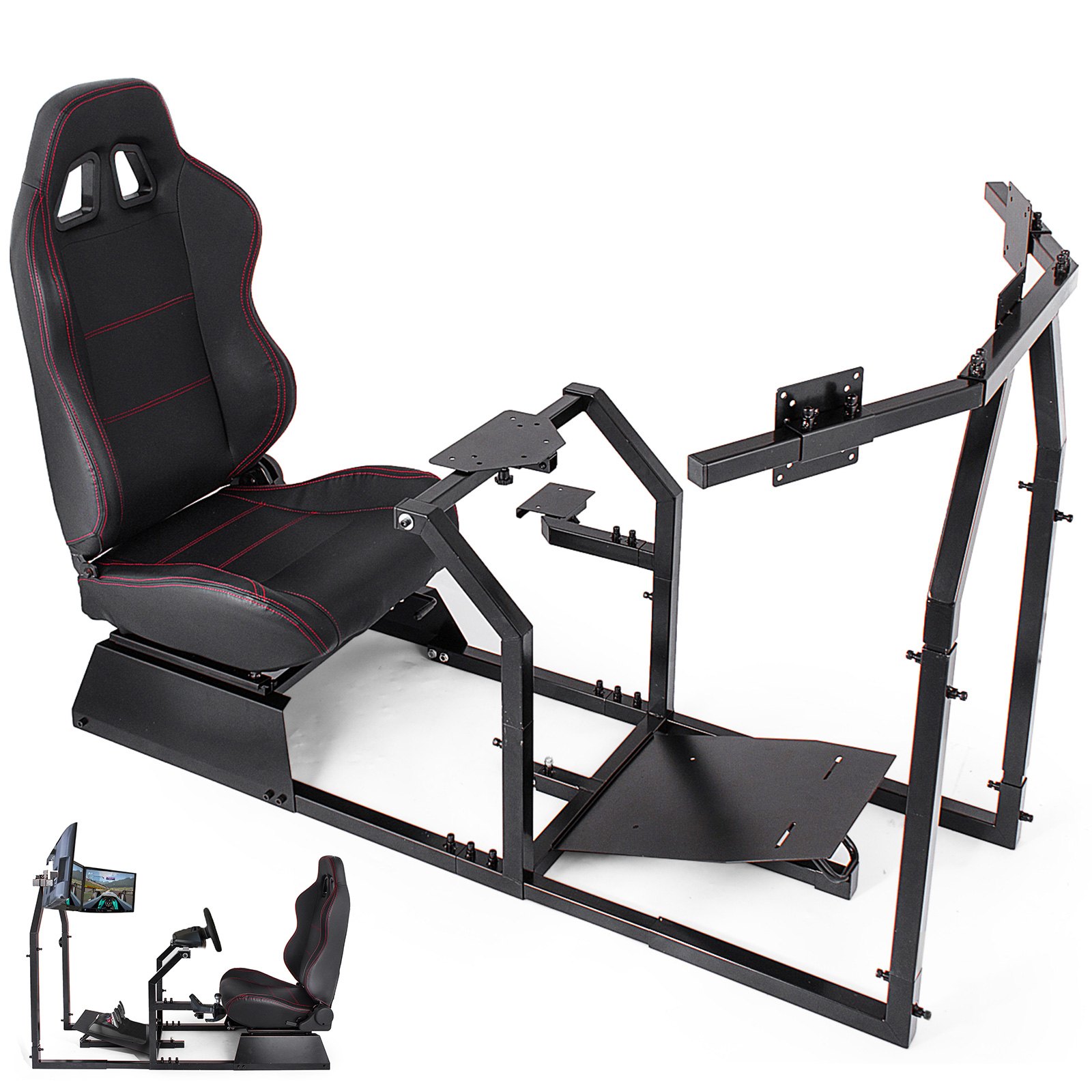 GTA-F Model Racing Simulator Cockpit-gamingstoel met drievoudige monitorstandaard