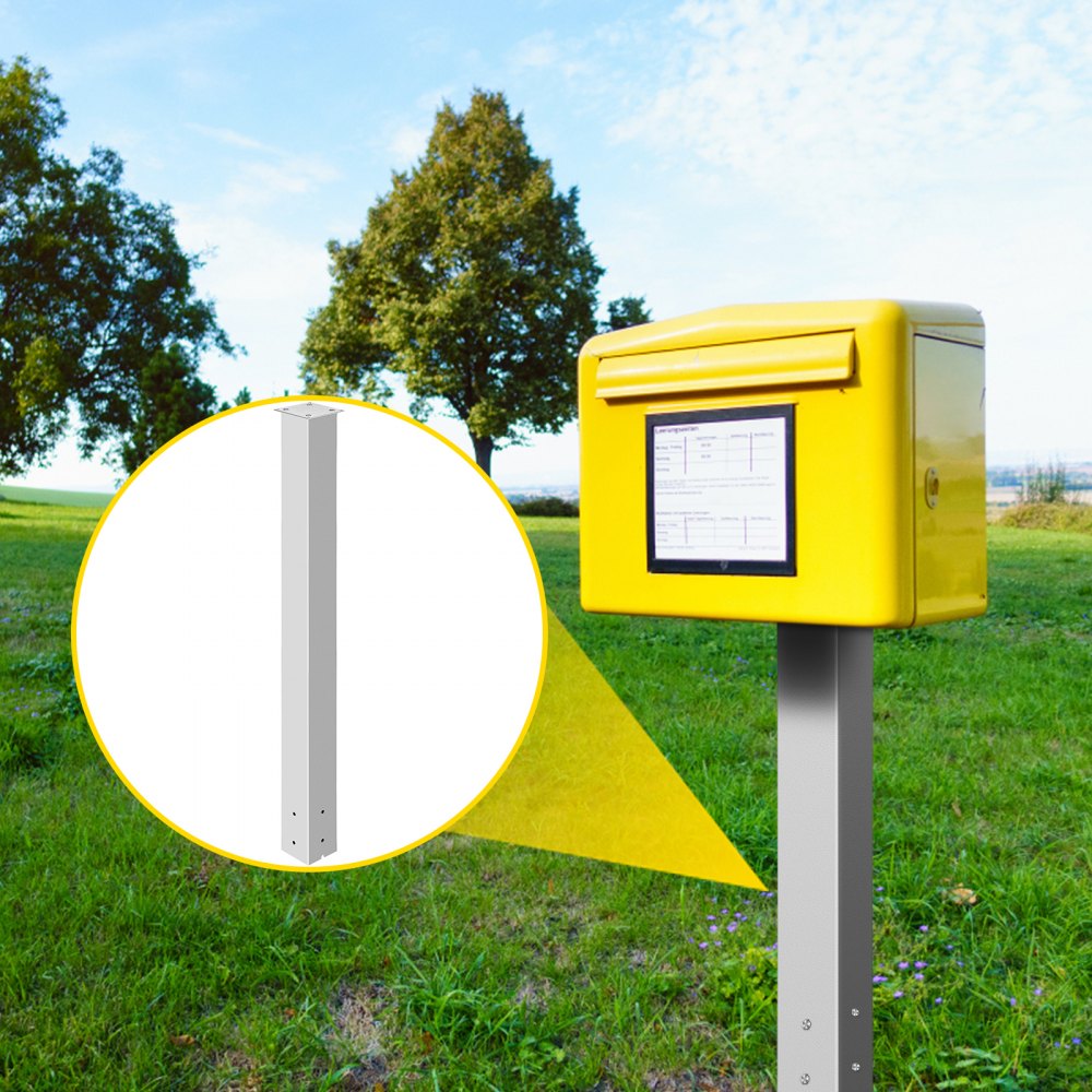 VEVOR Brievenbuspaal, 109,5 cm hoge brievenbusstandaard, gepoedercoate brievenbuspaalset, Q235 stalen paalstandaard, opbouwpaal voor trottoir- en stoepranden