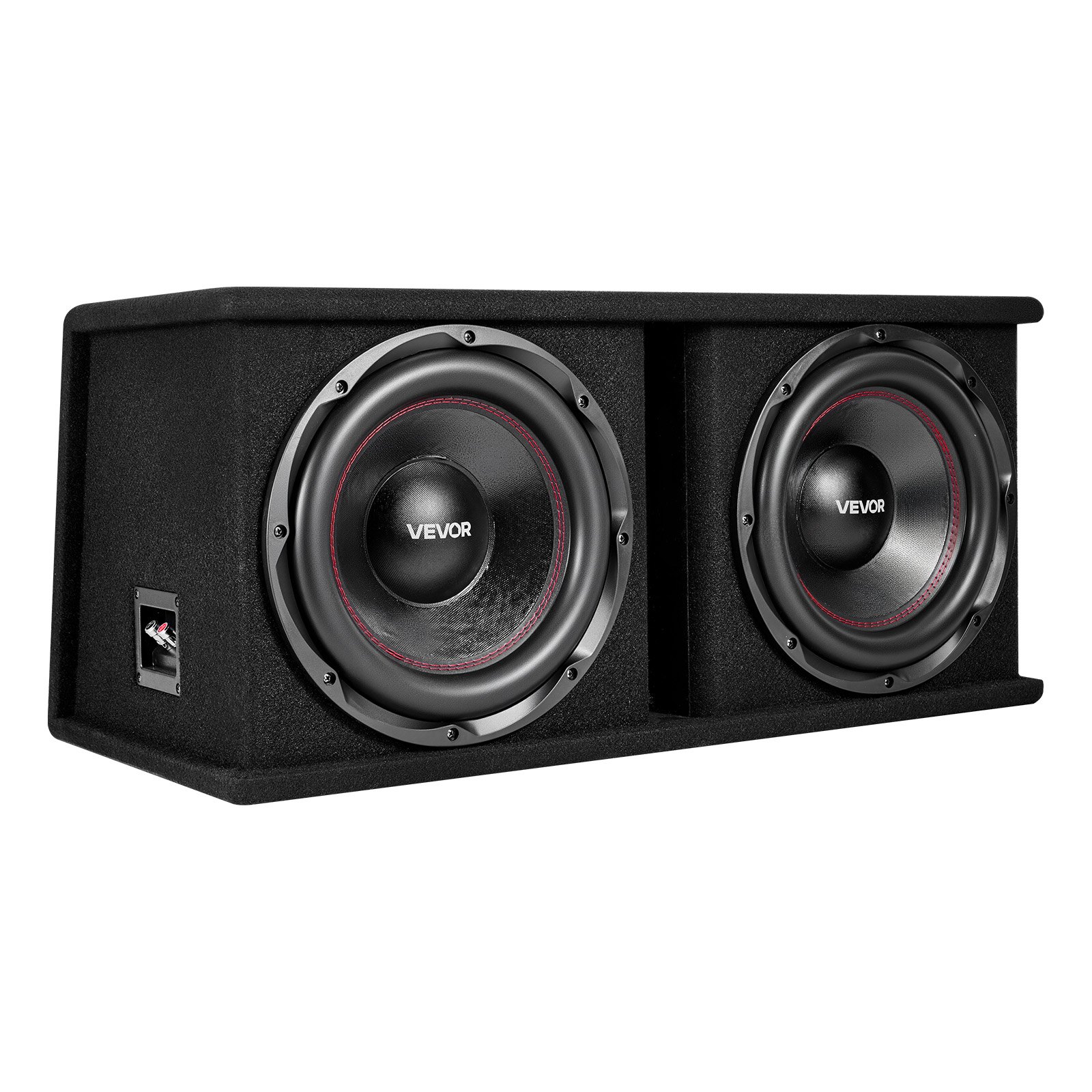 VEVOR auto-subwooferset met 305 mm behuizing, dubbele subwoofer en versterkerpakket van 1200 W RMS, inclusief aparte versterker en bekabelingsset, krachtig auto-audiosysteem.
