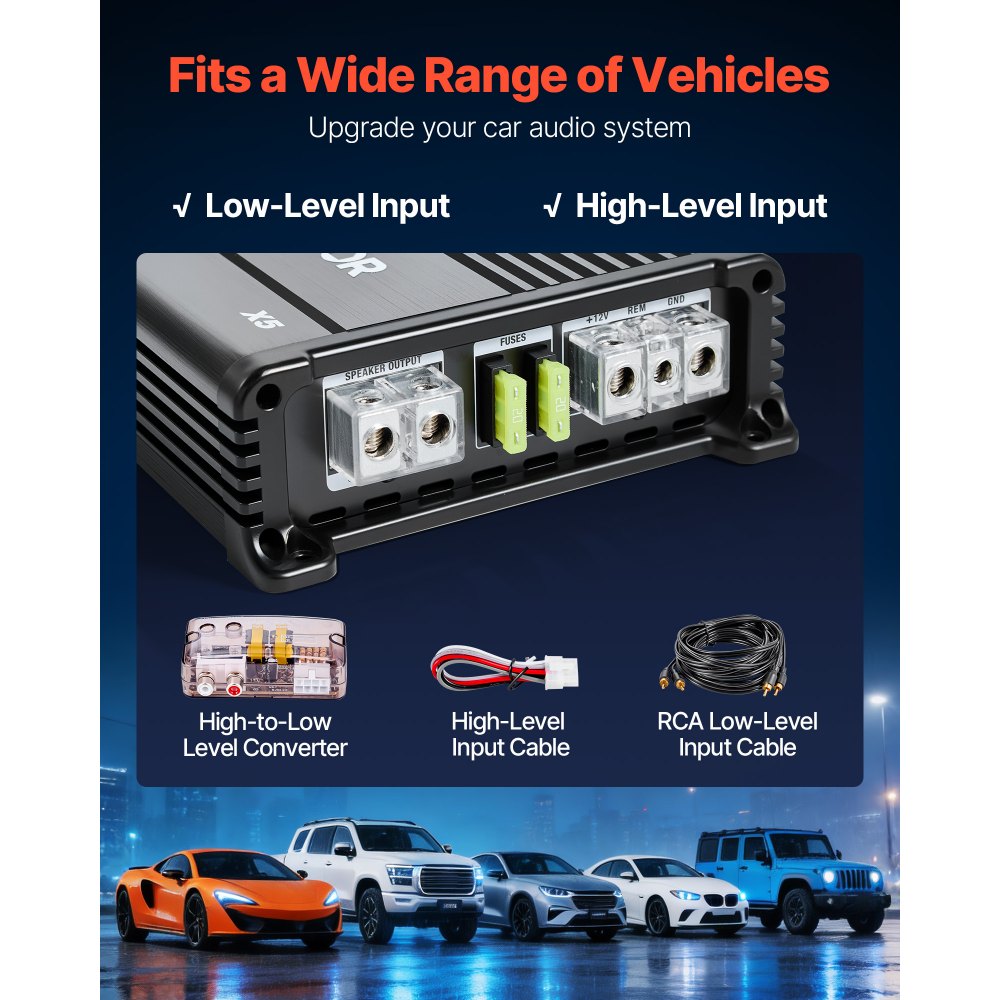 VEVOR autosubwooferset met voorgemonteerde behuizing van 305 mm, dubbele subwoofer en versterkerpakket van 490 W RMS, inclusief aparte versterker en bekabelingsset, krachtig autoaudiosysteem voor auto's en SUV's.