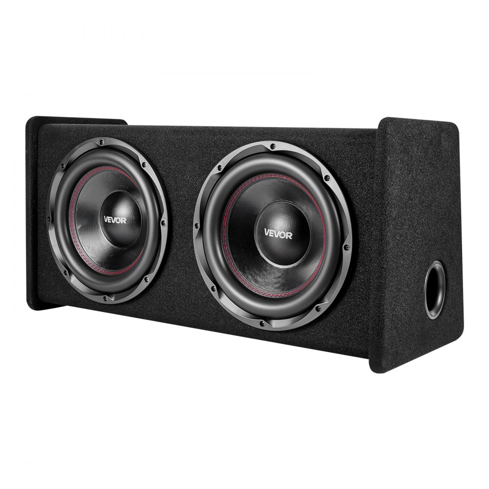 VEVOR autosubwooferset met voorgemonteerde behuizing van 305 mm, dubbele subwoofer en versterkerpakket van 490 W RMS, inclusief aparte versterker en bekabelingsset, krachtig autoaudiosysteem voor auto's en SUV's.