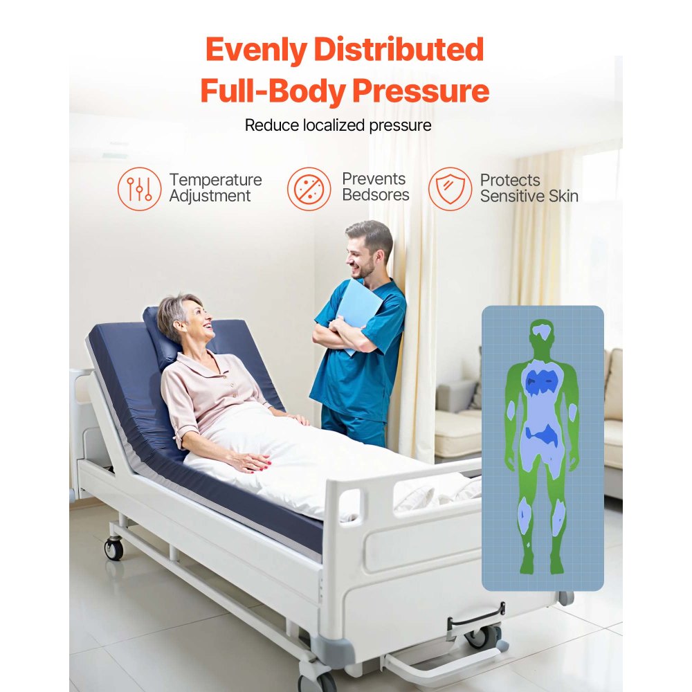 VEVOR Hospital Bed Mattress, 650 lbs Load, Long Term Care Pressure Redistribution Medical-Grade Dual Layer Foam Mattress, Waterproof for Bedsore Treatment Nursing Homes and Home Care, 42 x 80 x 6 in