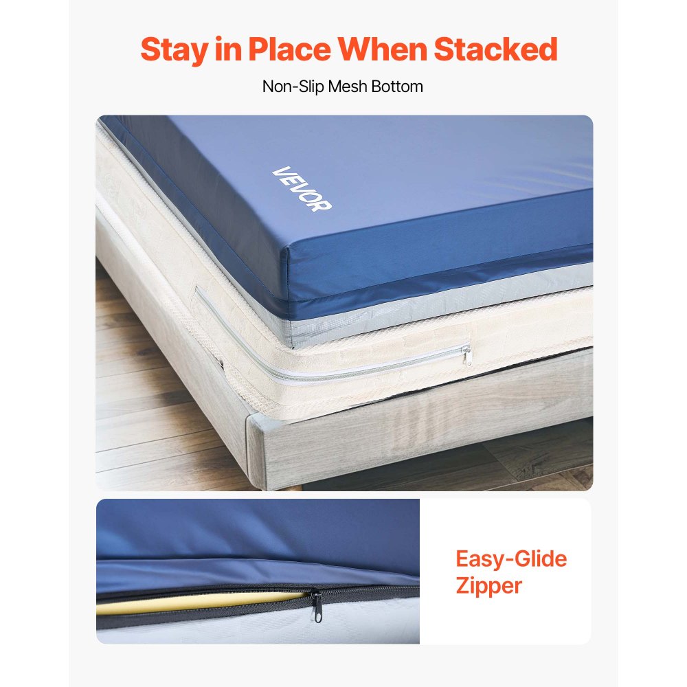 VEVOR Hospital Bed Mattress, 650 lbs Load, Long Term Care Pressure Redistribution Medical-Grade Dual Layer Foam Mattress, Waterproof for Bedsore Treatment Nursing Homes and Home Care, 42 x 80 x 6 in