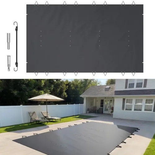 VEVOR Zwembadafdekking met Charcoal Afmeting 3,5 x 6 m Afdekking voor Buitenzwembad Zwembadafmetingen 3,2 x 5,7 m Zwembad Afdekzeil, Rechthoekige Afdekking van Ingegraven Zwembad voor Garden, Hotel