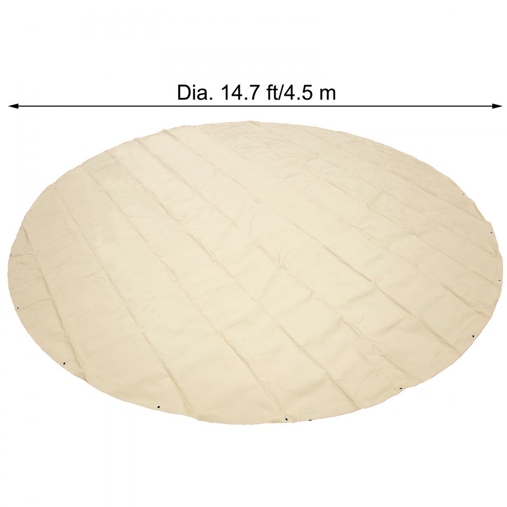 VEVOR Zwembadafdekking met Beige Afmeting 4,5 m Diameter Afdekking voor Buitenzwembad Zwembadgrootte 4,2 m Diameter Zwembad Afdekzeil, Rechthoekige Afdekking van Ingegraven Zwembad voor, Garden, Hotel