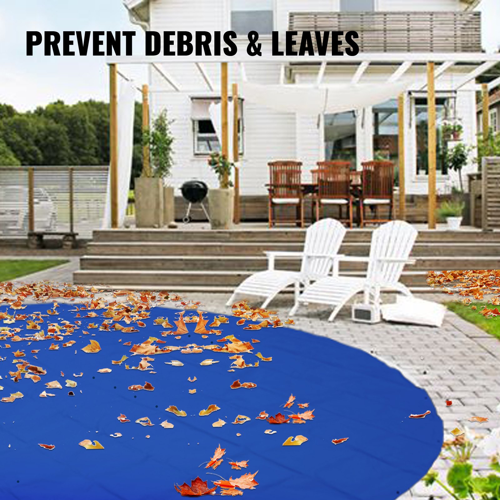 VEVOR Pool Safety Cover, 14.7 ft Dia. In-ground Pool Cover, Blue PVC Pool Covers, Round Safety Pool Cover In-ground Safety Cover Solid Safety Pool Cover for Swimming Pool Winter Protection Cover