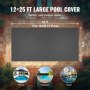 VEVOR Pool Safety Cover Fits 12x25ft Rectangle Inground Pools, Safety Pool Cover with Drainage Holes, Mesh Pool Cover for Swimming Pool, PVC Winter Safety Cover, Dark Grey