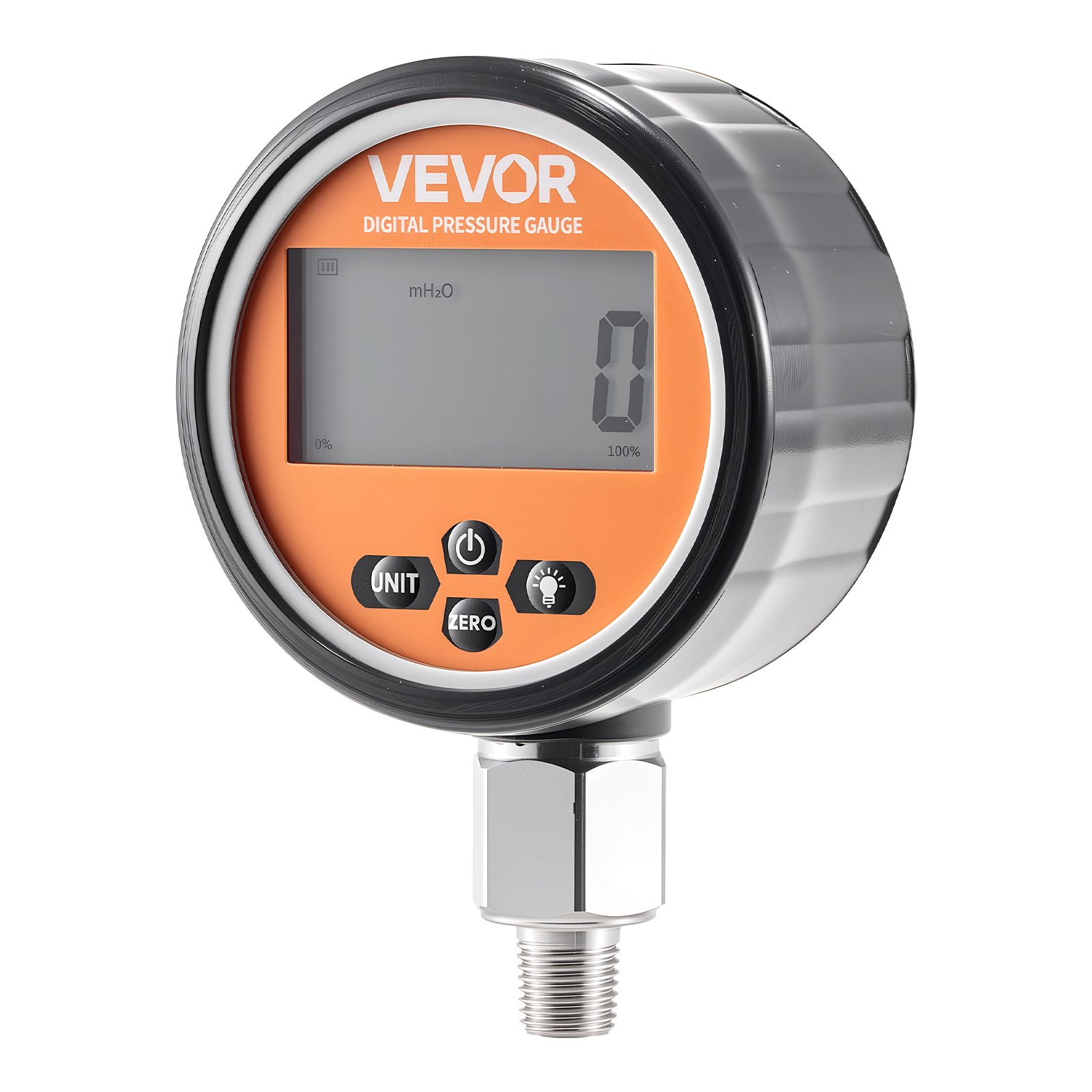 VEVOR Digitale hydraulische drukmeter, 0-700 bar hydraulische druksensor, manometertester met 1/4 inch NPT-basisingang voor graafmachines, hydraulische testmeter in roestvrijstalen behuizing