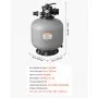 VEVOR zandfilter, 500 mm filtertank, 189,3 l/min zandfiltersysteem, filtertank met 7-weg meerwegklep, terugspoel-, spoel-, recirculatie-, afvalwater-, winter- en gesloten modus, voor bovengrondse zwembaden.
