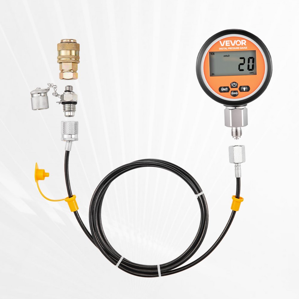 VEVOR digitale hydraulische druktestkoppelingset, 10.000 PSI-manometertester met 1 manometer, 1 testkoppeling, 1 snelkoppeling en 1 slang voor graafmachines