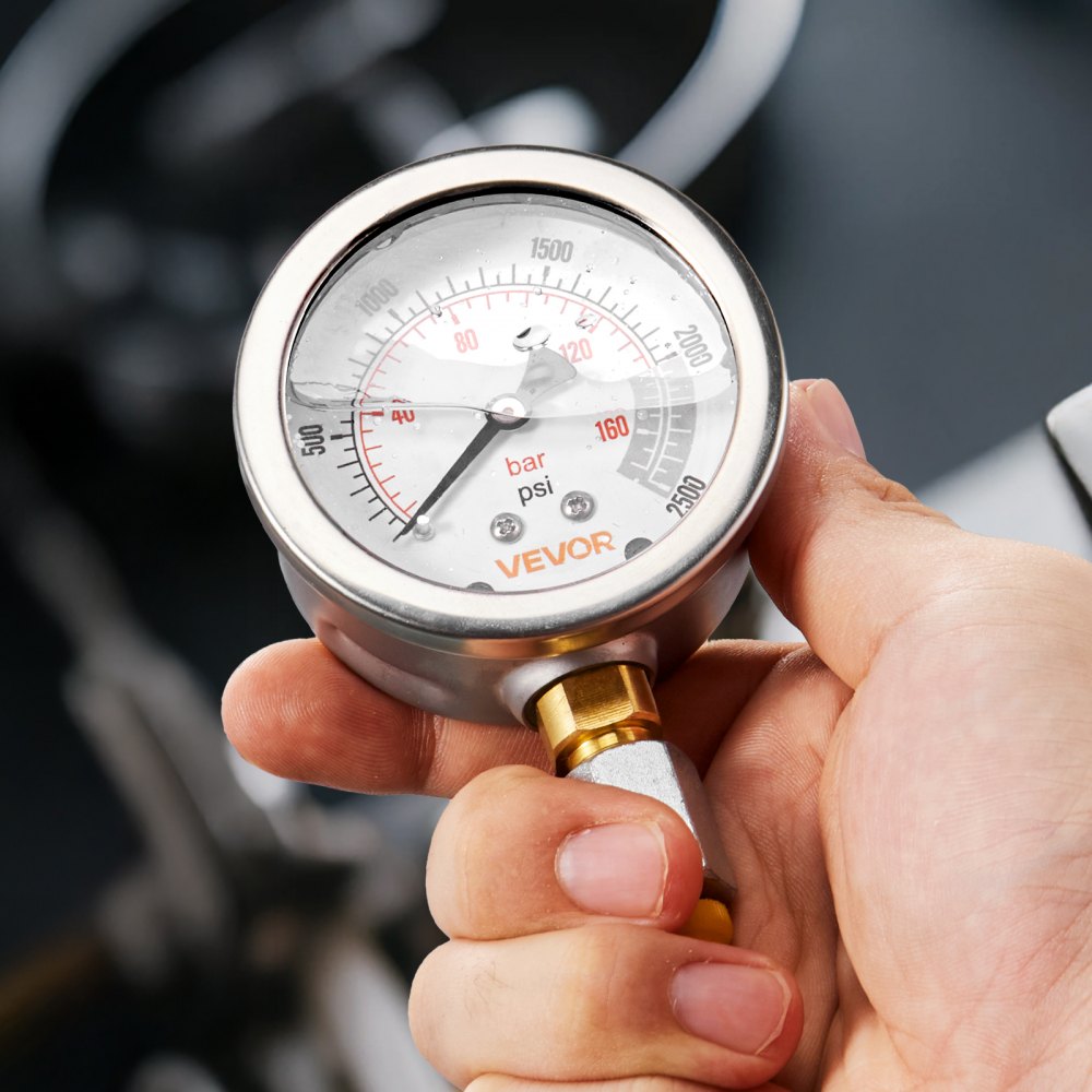 VEVOR Hydraulic Pressure Test Kit, 150/900/2300/6000/9000 PSI (10/60/160/400/600 Bar), Hydraulic Gauge Kit 5 Gauges 20 Couplings 4 Quick-Release Couplers 3 Hoses for Excavator Construction Machinery