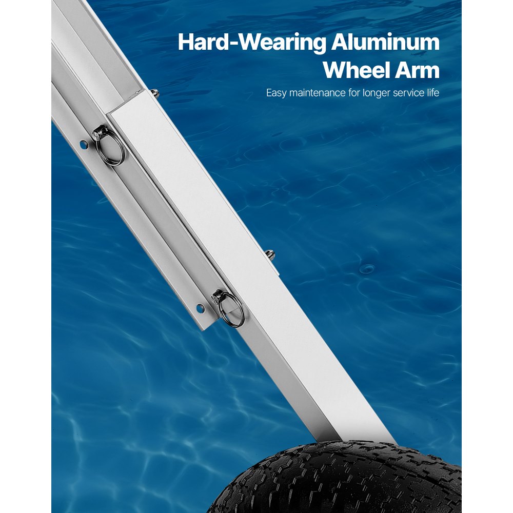 VEVOR Boat Launching Wheels, 136.1 kg Load Capacity, 381 mm Aluminium Alloy Transom Wheel with Inflatable Rubber Tires, Folding Launch Wheels with 4 Quick Release Pin, Fit 4.5m Inflatable Fishing Boat