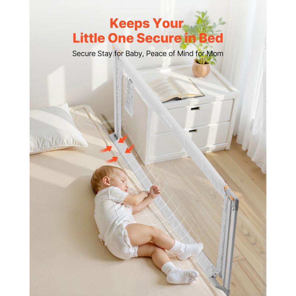 VEVOR Bedhek, bedhek met versterkte ijzeren buis en Oxford-stof, in hoogte verstelbaar kinderbedhek, kinderbedhek, valbeveiliging voor kinderbed, stapelbed, 150 x 68-89 cm