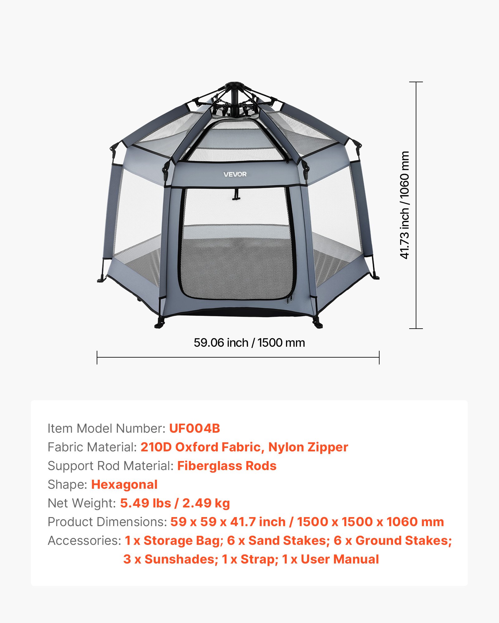 VEVOR Baby Playpen, Pop Up Toddler Playpen with Canopy, Indoor & Outdoor Portable Play Yard for Babies Toddlers with UPF 50+ Sunshades & Travel Bag for Home Park Beach, Foldable and Lightweight