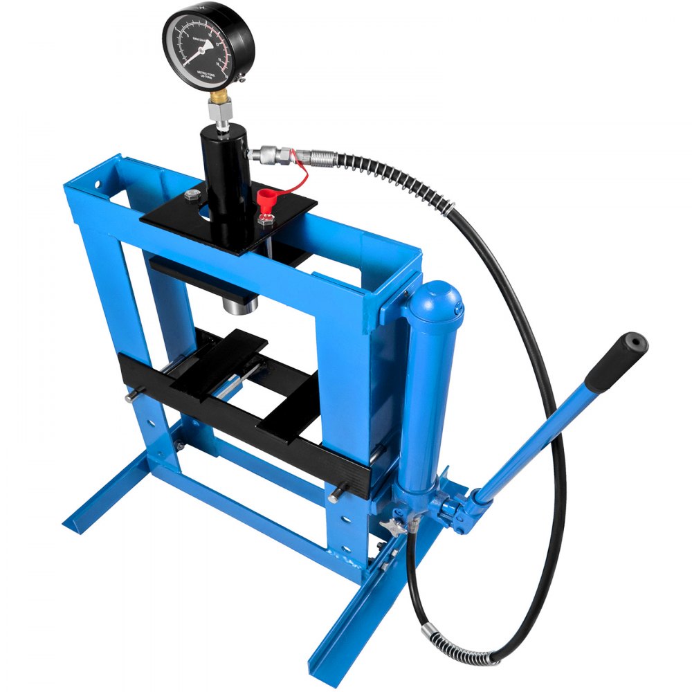 Hydraulische persset 22046 lb (ca. 10 t) framepersset met manometer blauw