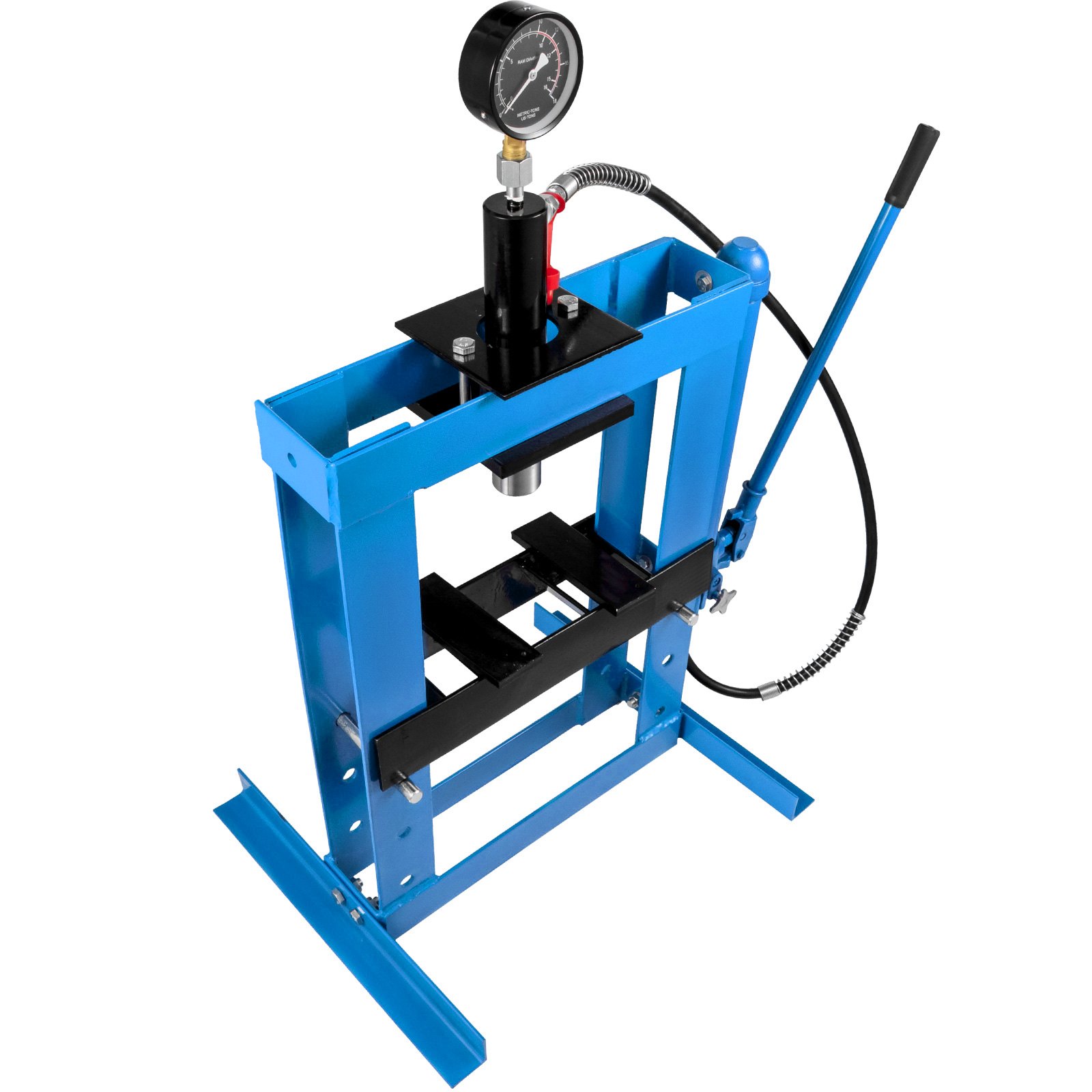 Hydraulische persset 22046 lb (ca. 10 t) framepersset met manometer blauw