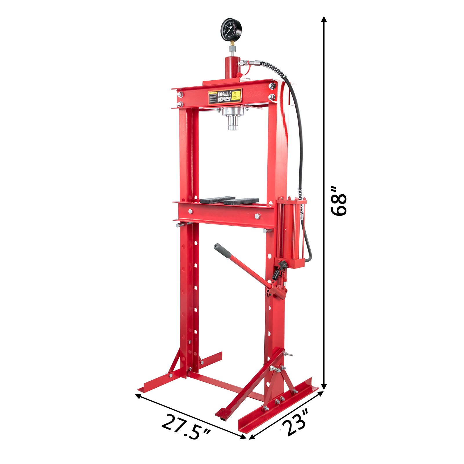 Husuper Hydraulic Press 20 Ton Shop Floor Press with Pedal Pump & Manometer, Heavy Duty Bottle Jack Pressing Plates Bearing H-Frame 44000 lb, Hydraulic Workshop Press Garage Floor-Standing
