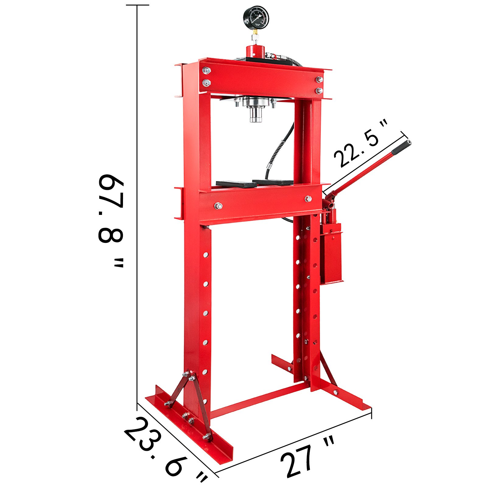 Vevor Hydraulische Pers Hydraulische Werkplaatspers 30 Ton Bench Top Mount Rood