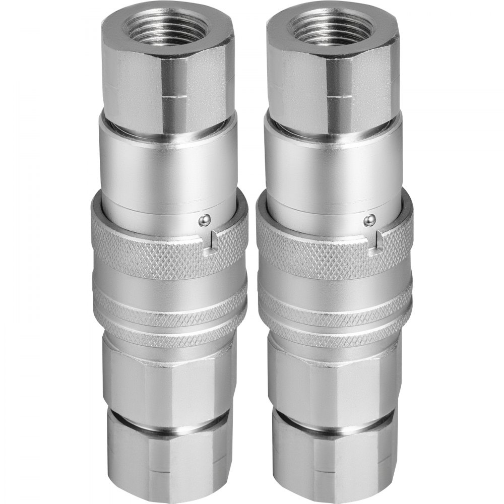 VEVOR Skid Steer Hydraulic Quick Coupler, 1/2" Body Hydraulic Coupler, 1/2" NPT Hydraulic Coupler Quick Connect 2 Pairs Hydraulic Quick Connect 27.6MPa (ISO 16028) (2 Pairs)