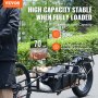 VEVOR high-capacity bike trailer loaded with gear, highlighting 70 lbs load capacity.