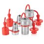 VEVOR hydraulic quick connect couplers with red protective caps and durable metal fittings.