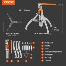 VEVOR bearing puller tool 15 t, two-jaw & three-jaw ball bearing puller inside outside 304.8 mm max. spread, parallel puller bearing puller set automotive puller tool hydraulic