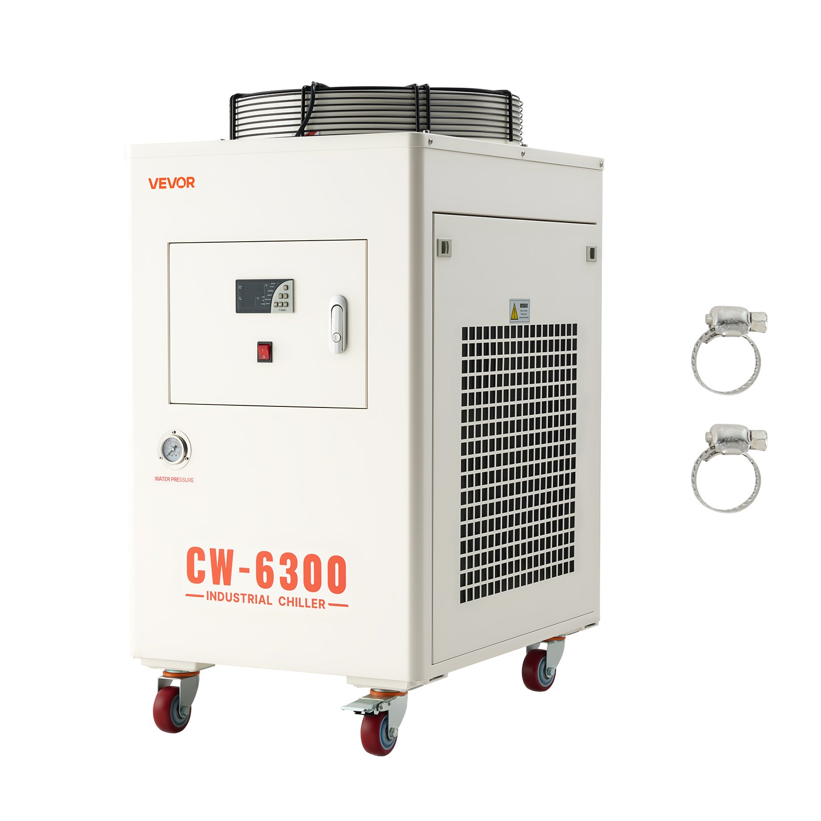 VEVOR Industrial Water Chiller, 27,300 BTU/h, Industrial Water Cooler Cooling System with Compressor, 10.6  Gal Tank Capacity, 18.5 GPM Max Flow Rate, for CO2 Laser Tube Engraving & Cutting Machine