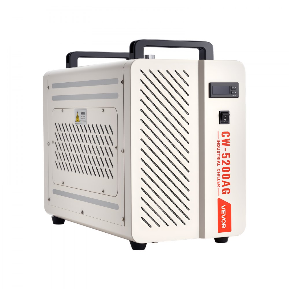 VEVOR industriële waterkoeler 1,6 kW, waterkoelsysteem met compressor, 7-liter tank, max. debiet 13 l/min, industriële waterkoeler voor CO2-lasergraveer- en snijmachines.