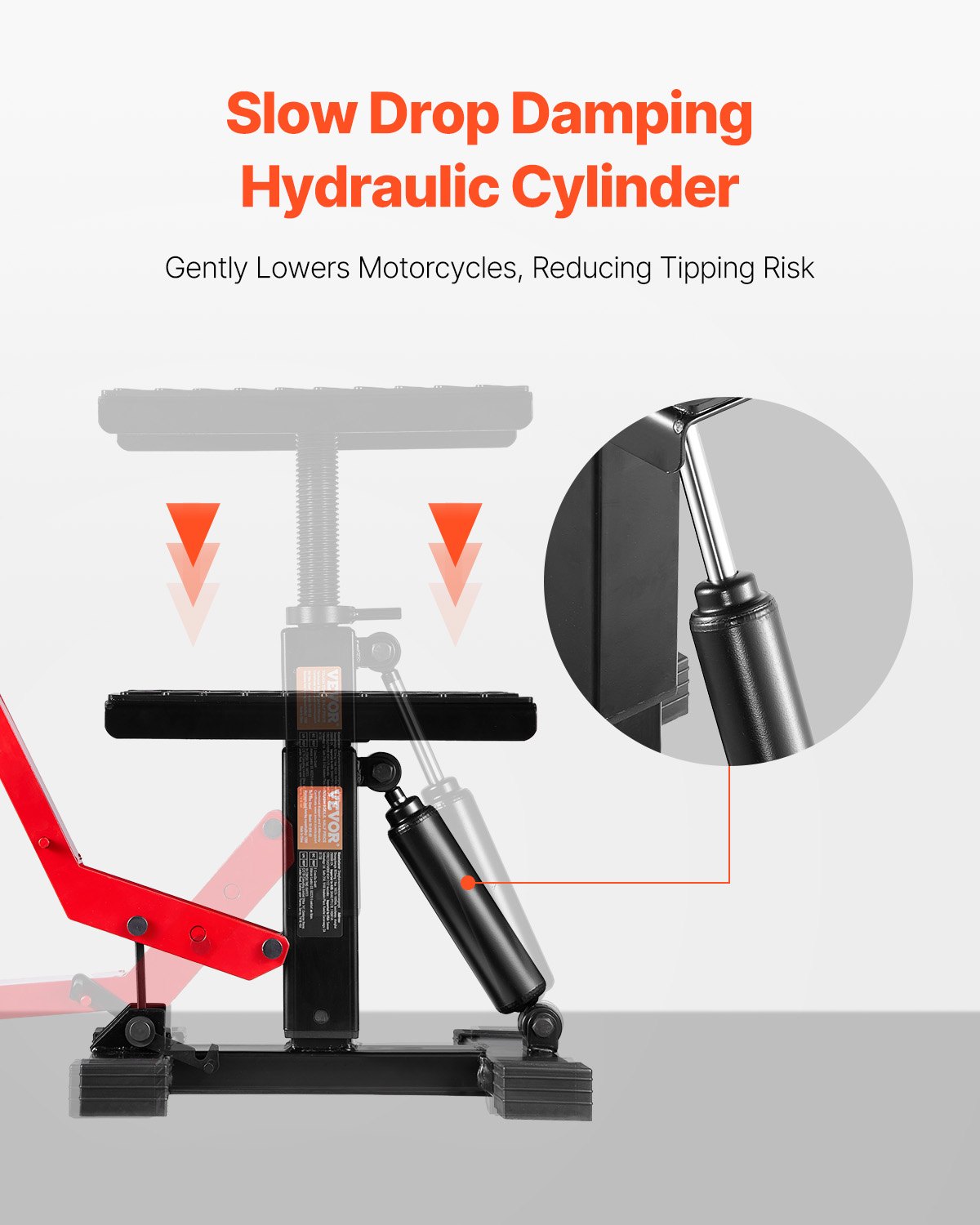 VEVOR Motorfiets Crossmotor Stand Lift Jack Heftafel (544 kg draagvermogen) in hoogte verstelbare hefstandaard met hydraulische heffunctie, in hoogte verstelbaar (250-465 mm) voor het repareren van motorcross