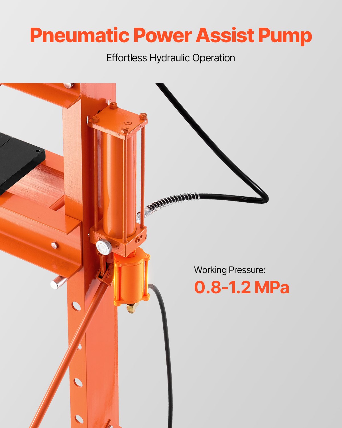 VEVOR 20 t hydraulische werkplaatspers (H-frame) met persplaat, verstelbare hydraulische pers (max. cilinder 14 cm) met driehoekige ondersteuning, geschikt voor buigen, richten en ponsen Oranje