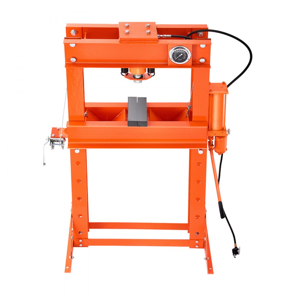 VEVOR Hydraulic Shop Press, 50 T H-Frame Pneumatic Shop Press with Press Plate & Triangular Support, Stable Garage Floor Adjustable Hydraulic Press with Relief Valve, Fit for Bending & Straightening