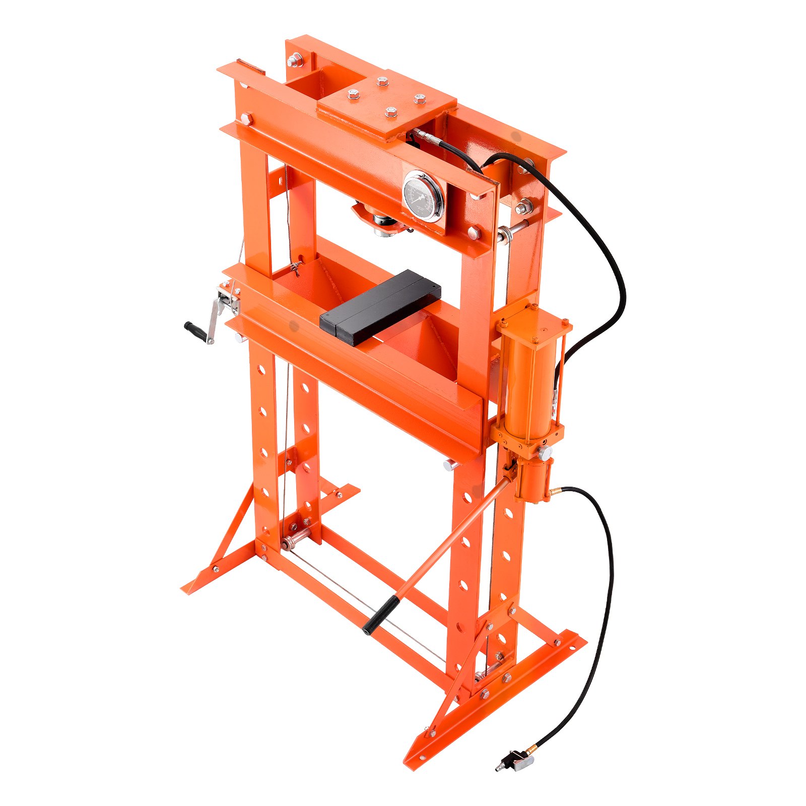 VEVOR Hydraulic Shop Press, 50 T H-Frame Pneumatic Shop Press with Press Plate & Triangular Support, Stable Garage Floor Adjustable Hydraulic Press with Relief Valve, Fit for Bending & Straightening