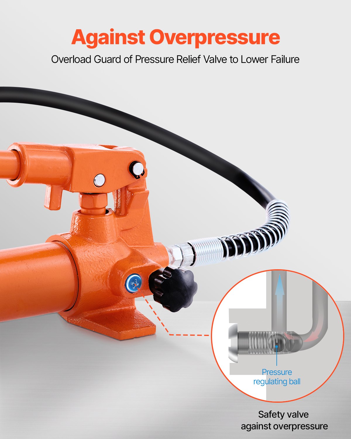 VEVOR 10 t hydraulische werkplaatspers (H-frame) met persplaat, verstelbare hydraulische pers (max. cilinder 130 mm) met overdrukventiel, geschikt voor buigen, richten en ponsen Oranje