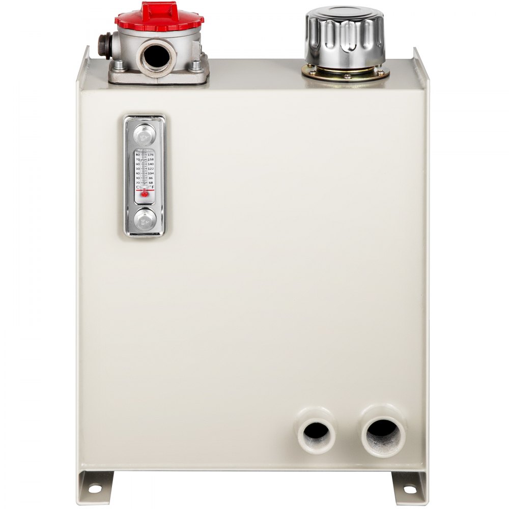 Vevor Hydraulische Olietank Staal Brandstoftank 15l Brandstofreservoir Meter Wit