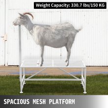 VEVOR veestandaard 59 x 130 cm, trimstandaard met recht kopstuk, geitentrimstandaard, metalen frame, schapenscheerstandaard, vee trimstandaard, wit