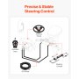 VEVOR 90HP Hydraulic Outboard Steering Kit, Marine Boat Hydraulic Steering System with 13.5-inch Steering Wheel, Helm Pump, Hydraulic Cylinder & 2PCS 26FT Hoses for Single Station Single-Engine Boats