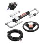 VEVOR 90HP Hydraulic Outboard Steering Kit, Marine Boat Hydraulic Steering System with 13.5-inch Steering Wheel, Helm Pump, Hydraulic Cylinder & 2PCS 26FT Hoses for Single Station Single-Engine Boats