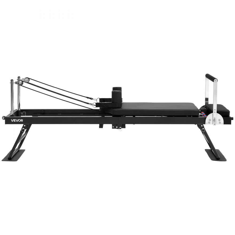 VEVOR Pilates Reformer 1965 mm opvouwbaar fitnessapparaat met ijzeren frame voor thuis- en sportschooltraining, maximaal draagvermogen van 181 kg, verstelbare steunstang, stille wielen en antislip vloerpads.