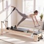 VEVOR Pilates Reformer, gemaakt van rubberhout, 181 kg, 2400 x 680 x 915 mm. Ideaal voor thuisgyms en studio's, met stille slede, verstelbare hoofdsteun, Pilates box, jumpboard en voetbanden.