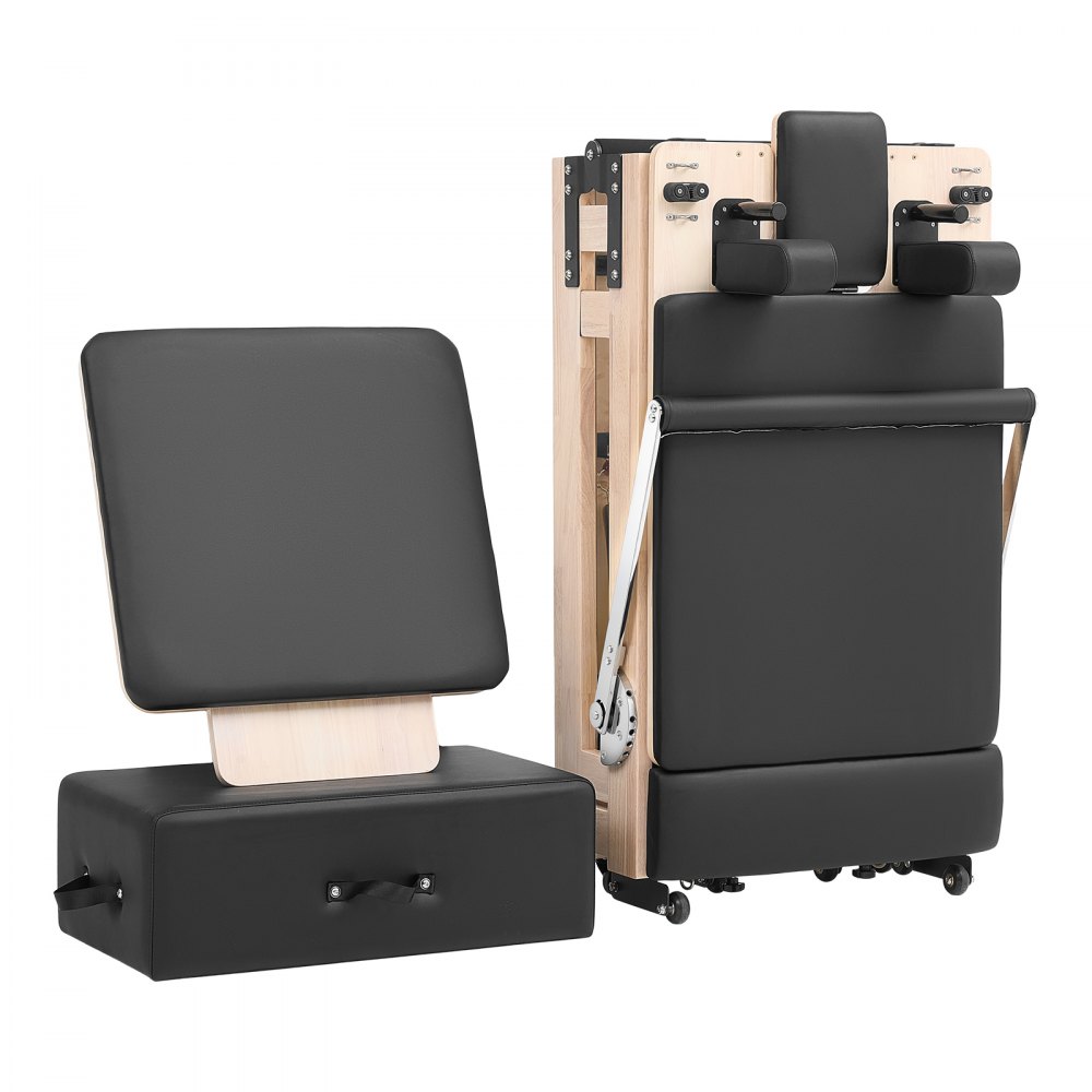 VEVOR Pilates Reformer, opvouwbaar, 2310 x 680 x 755 mm, rubberhout, voor thuis- en sportschoolgebruik, met jumpboard, zitbox, verstelbare hoofdsteun en stil schuifmechanisme, maximaal draagvermogen 181 kg