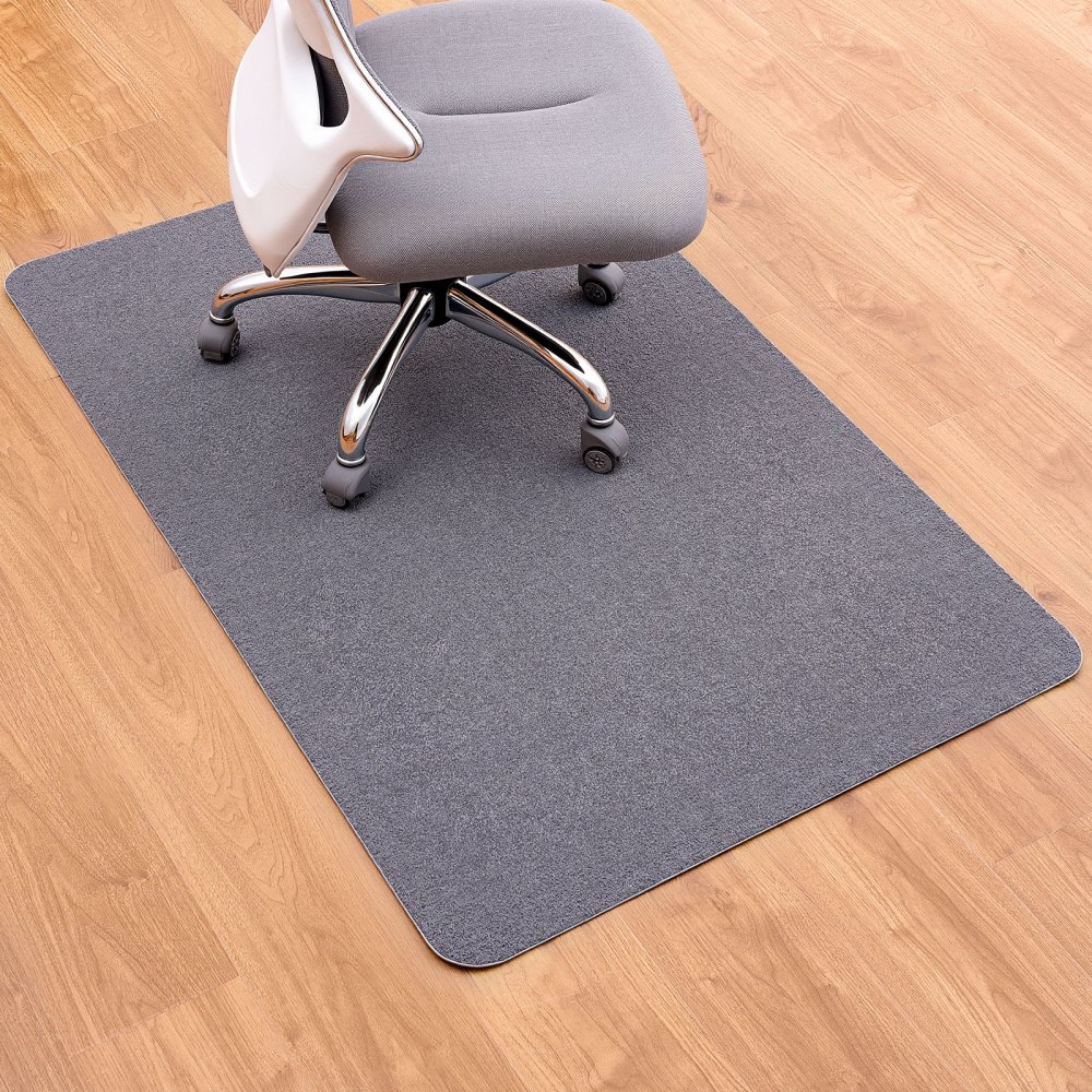 VEVOR Chair Mat, 55 x 35-inch Office Chair Mat for Hard Floors, Floor Protector for Rolling Chairs, Polyester Surface, Non-Slip & Easy to Clean, Smooth Glide Under Desk Rug for Home Office (Dark Grey)