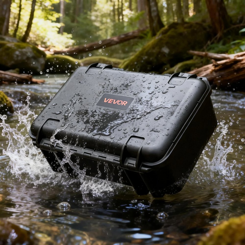 VEVOR Hardcase voor 4 pistolen, pistoolkoffer met XPE-schuiminzetstuk 404x319x192 mm, waterdichte pistoolkoffer met aanpasbaar interieur en draaghandvat, voor pistolen, lenzen en camera's